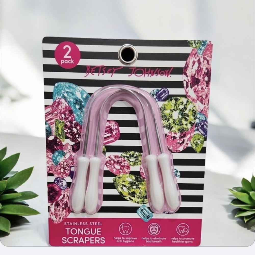 🖤▪️Betsey Johnson▪️Pink and White Tongue Scrapers 2 Pieces